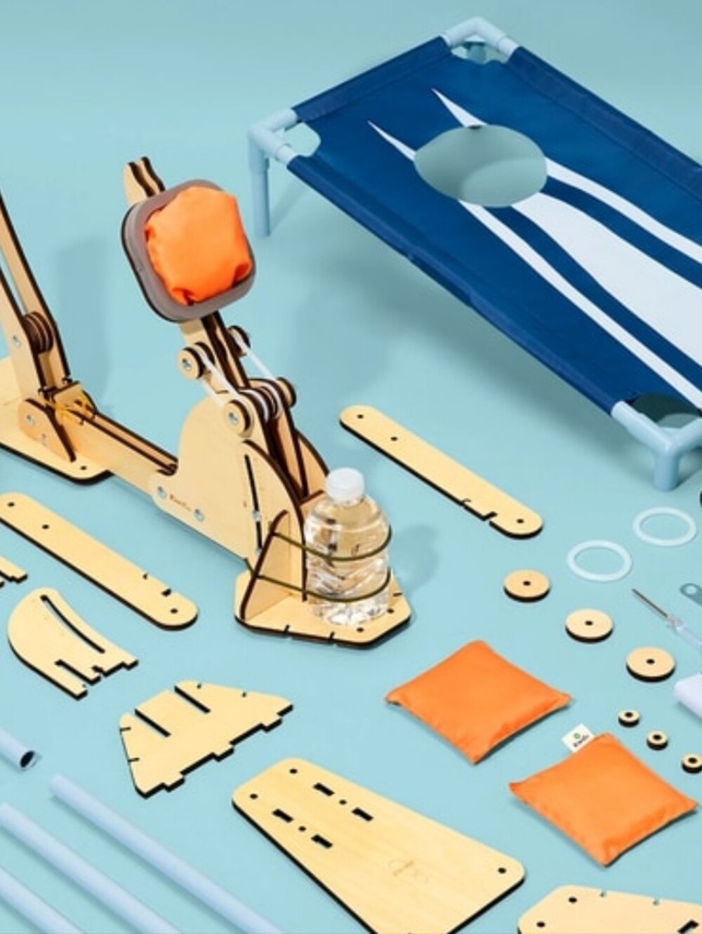 New KiwiCo Eureka Crate Build-Your-Own Cornhole Catapult STEM Activity